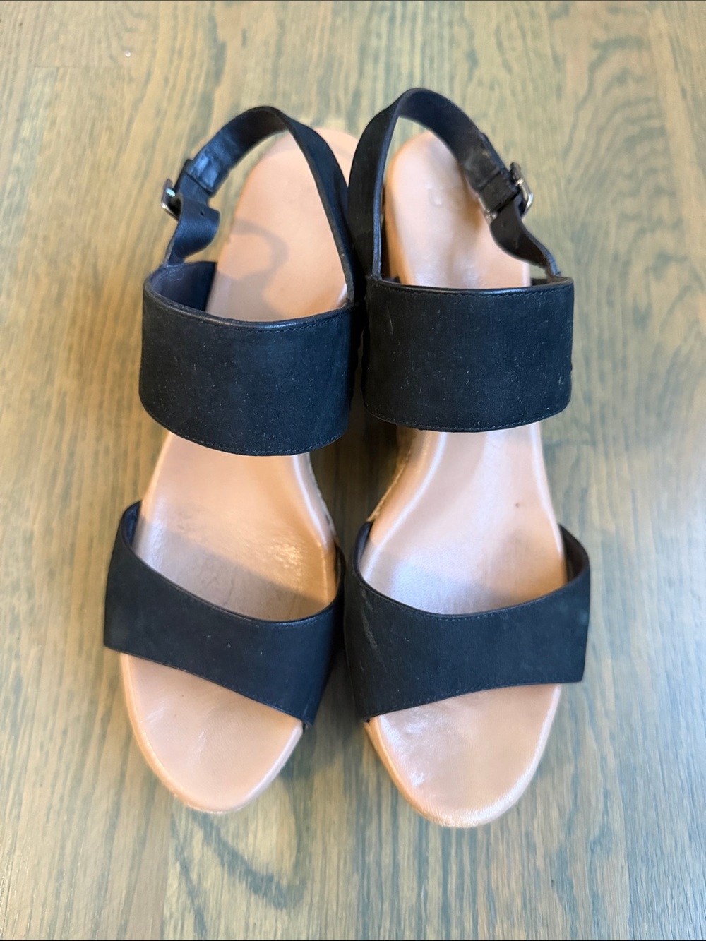 UGG Black Suede Wedge Sandals